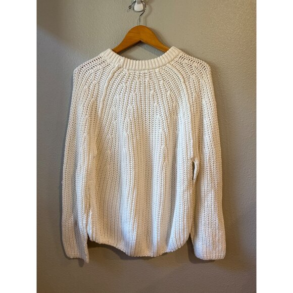 Free People White Chunky Knit Sweater XS Women's 100% Cotton Pullover Crew Neck - Picture 7 of 7